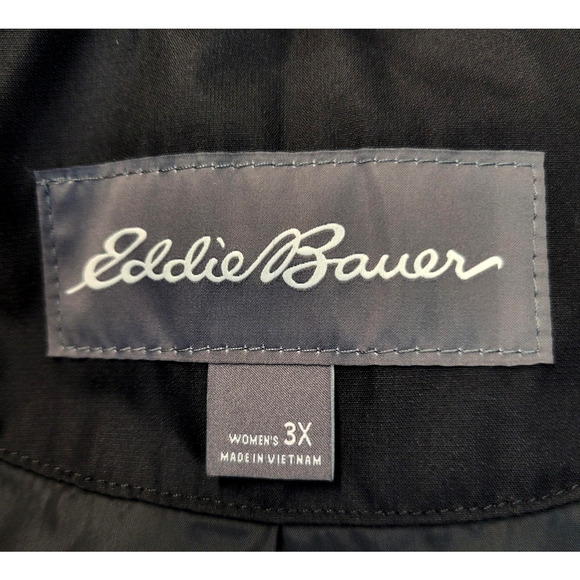 Eddie Bauer Trench Coat Womens 3X Black Girl On The Go Waterproof Hooded New - Picture 4 of 16